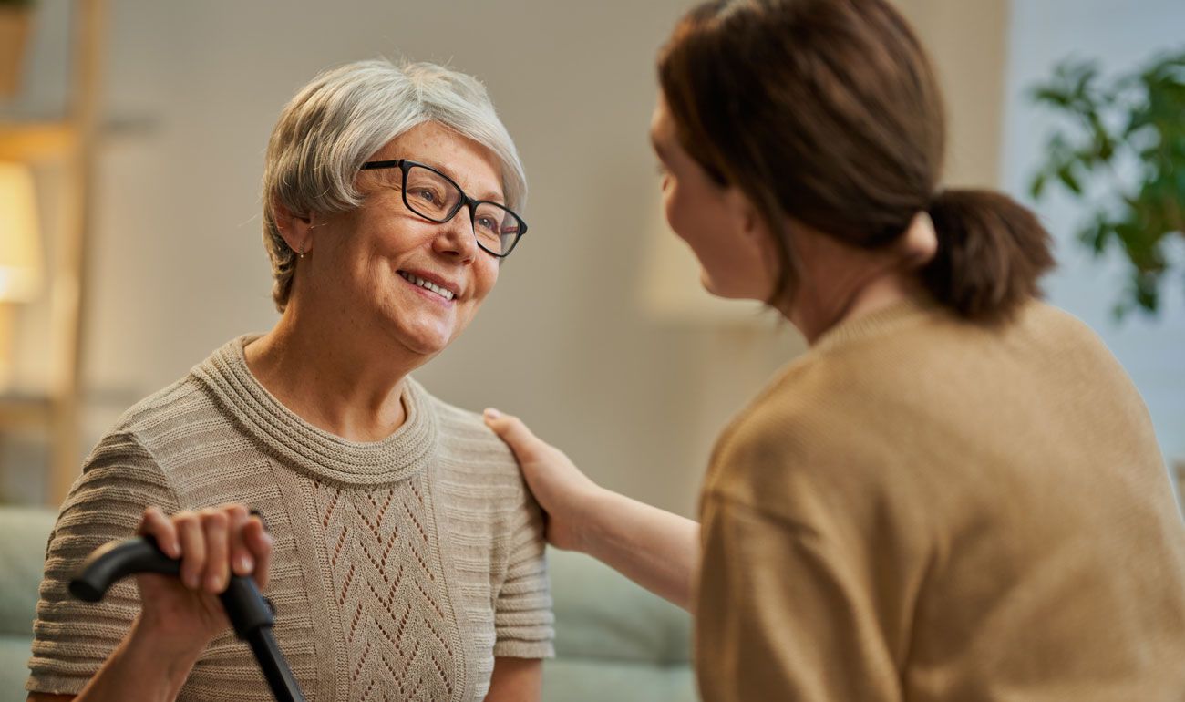 nurse an elderly woman talking